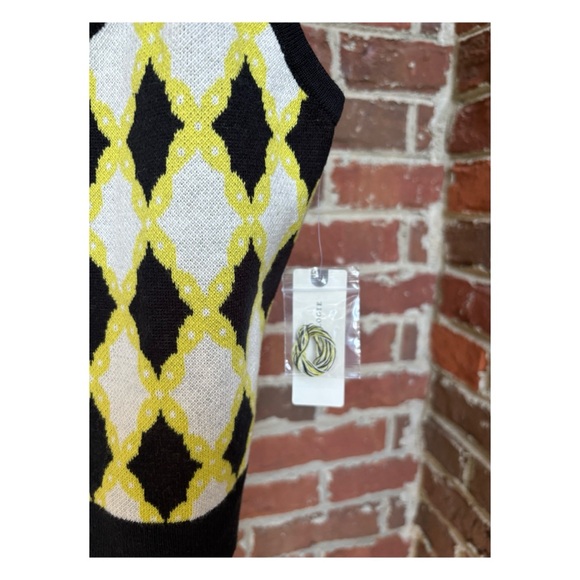 NWT Anthropologie Diamond Jacquard Sweater Set in Black/Yellow Diamonds  Size XS - Picture 8 of 12